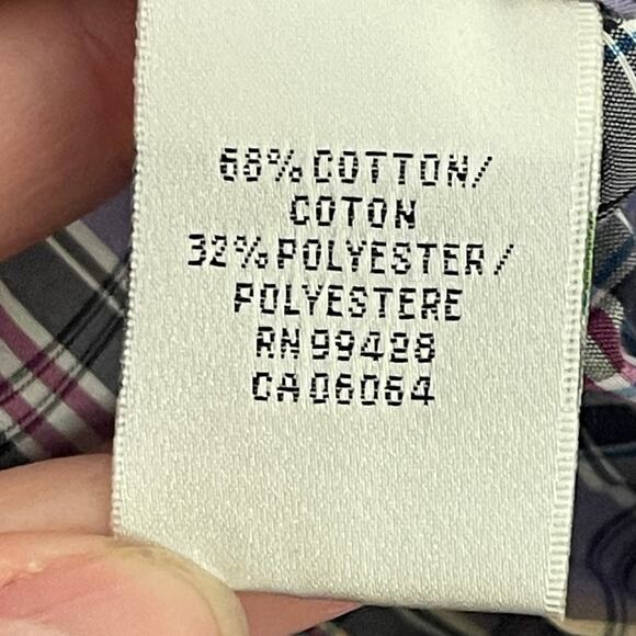 Bugatchi UOMO Button Down Dress Shirt Mens XL Purple Plaid w/ Circles Flip Cuff - Picture 2 of 10